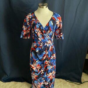 Blue Dress with floral design in different colors